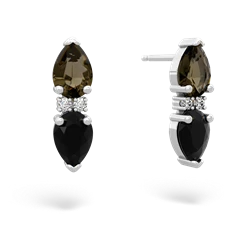 Smoky Quartz Bowtie Drop 14K White Gold earrings E0865