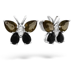 Smoky Quartz Butterfly 14K White Gold earrings E2215