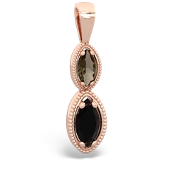 Smoky Quartz Antique-Style Halo 14K Rose Gold pendant P5700