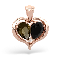 Smoky Quartz Two Become One 14K Rose Gold pendant P5330