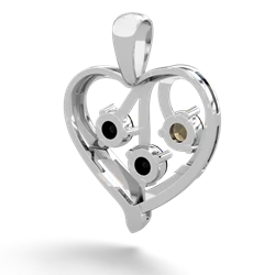 Smoky Quartz Glowing Heart 14K White Gold pendant P2233