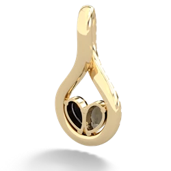 Smoky Quartz Pave Twist 'One Heart' 14K Yellow Gold pendant P5360