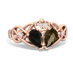 Smoky Quartz 'One Heart' Celtic Knot Claddagh 14K Rose Gold ring R5322