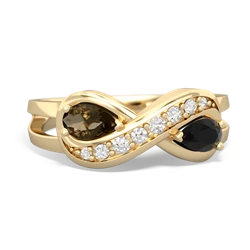 Smoky Quartz Diamond Infinity 14K Yellow Gold ring R5390