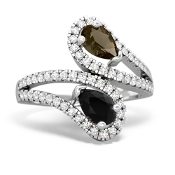 Smoky Quartz Diamond Dazzler 14K White Gold ring R3000