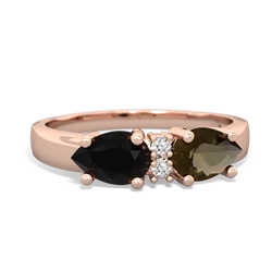 Smoky Quartz Pear Bowtie 14K Rose Gold ring R0865