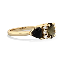 Smoky Quartz Antique Style Three Stone 14K Yellow Gold ring R2186