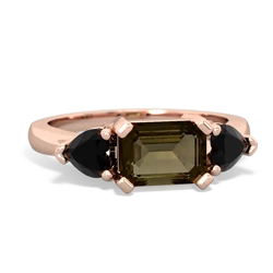 Smoky Quartz Three Stone 14K Rose Gold ring R5235