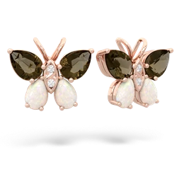 Smoky Quartz Butterfly 14K Rose Gold earrings E2215