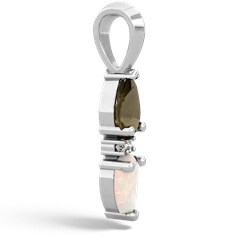 Smoky Quartz Bowtie Drop 14K White Gold pendant P0865