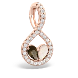 Smoky Quartz Pave Twist 'One Heart' 14K Rose Gold pendant P5360