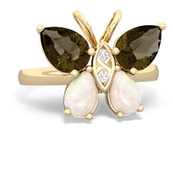 Smoky Quartz Butterfly 14K Yellow Gold ring R2215