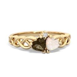 Smoky Quartz Heart To Heart Braid 14K Yellow Gold ring R5870