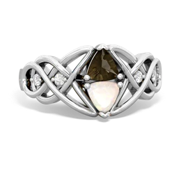 Smoky Quartz Keepsake Celtic Knot 14K White Gold ring R5300