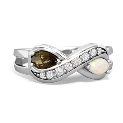 Smoky Quartz Diamond Infinity 14K White Gold ring R5390