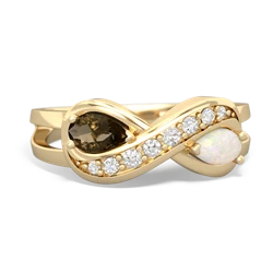 Smoky Quartz Diamond Infinity 14K Yellow Gold ring R5390