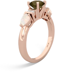 Smoky Quartz 6Mm Round Eternal Embrace Engagement 14K Rose Gold ring R2005