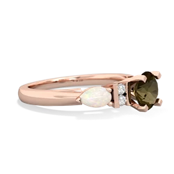 Smoky Quartz 6Mm Round Eternal Embrace Engagement 14K Rose Gold ring R2005