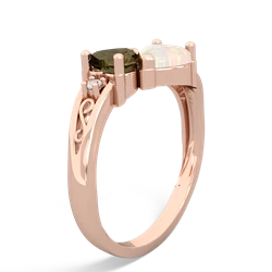 Smoky Quartz Snuggling Hearts 14K Rose Gold ring R2178