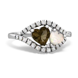 Smoky Quartz Mother And Child 14K White Gold ring R3010