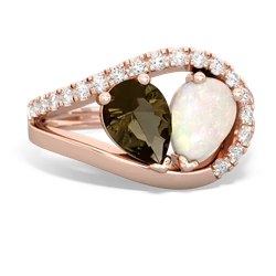 Smoky Quartz Nestled Heart Keepsake 14K Rose Gold ring R5650