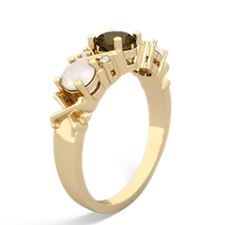 Smoky Quartz Hugs And Kisses 14K Yellow Gold ring R5016