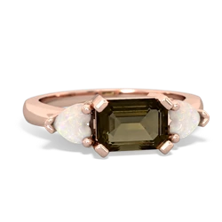 Smoky Quartz Three Stone 14K Rose Gold ring R5235