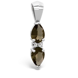 Smoky Quartz Bowtie Drop 14K White Gold pendant P0865