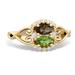 Smoky Quartz Love Nest 14K Yellow Gold ring R5860