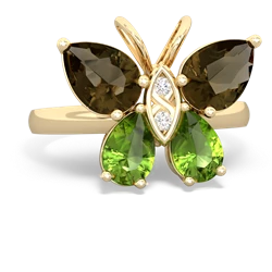 Smoky Quartz Butterfly 14K Yellow Gold ring R2215