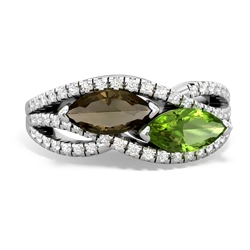 Smoky Quartz Diamond Rivers 14K White Gold ring R3070