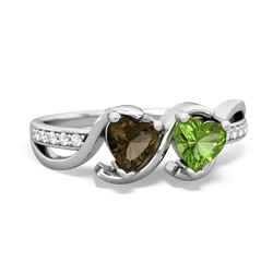 Smoky Quartz Side By Side 14K White Gold ring R3090