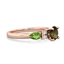 Smoky Quartz 6Mm Round Eternal Embrace Engagement 14K Rose Gold ring R2005