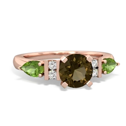 Smoky Quartz 6Mm Round Eternal Embrace Engagement 14K Rose Gold ring R2005