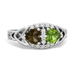 Smoky Quartz Sparkling Celtic Knot 14K White Gold ring R2645