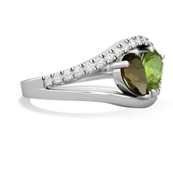 Smoky Quartz Nestled Heart Keepsake 14K White Gold ring R5650