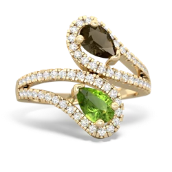 Smoky Quartz Diamond Dazzler 14K Yellow Gold ring R3000