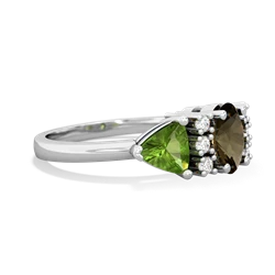 Smoky Quartz Antique Style Three Stone 14K White Gold ring R2186