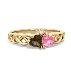 Smoky Quartz Heart To Heart Braid 14K Yellow Gold ring R5870