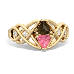 Smoky Quartz Keepsake Celtic Knot 14K Yellow Gold ring R5300