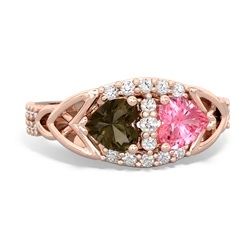 Smoky Quartz Sparkling Celtic Knot 14K Rose Gold ring R2645