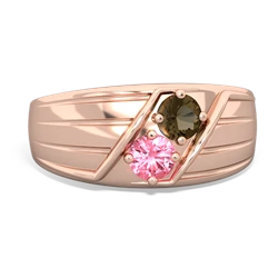 Smoky Quartz Men's Streamline 14K Rose Gold ring R0460