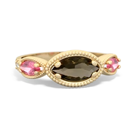 Smoky Quartz Milgrain Marquise 14K Yellow Gold ring R5700