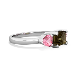 Smoky Quartz Three Stone 14K White Gold ring R5235