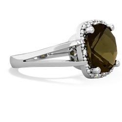 Smoky Quartz Art Deco Cocktail 14K White Gold ring R2498