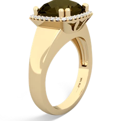 Smoky Quartz Halo Cocktail 14K Yellow Gold ring R2544