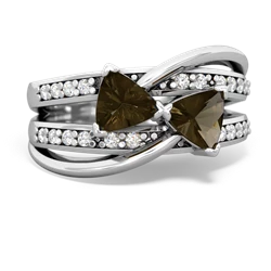 Smoky Quartz Bowtie 14K White Gold ring R2360