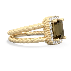 Smoky Quartz Rope Split Band 14K Yellow Gold ring R2628