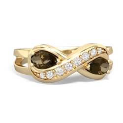 Smoky Quartz Diamond Infinity 14K Yellow Gold ring R5390