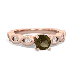 Smoky Quartz Infinity 5Mm Round Engagement 14K Rose Gold ring R26315RD